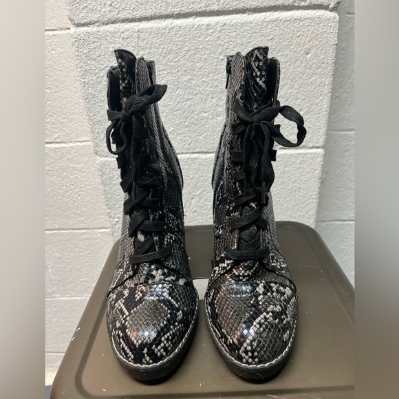 Call It Spring Black and Gray Lace Up Boots - Picture 5 of 10